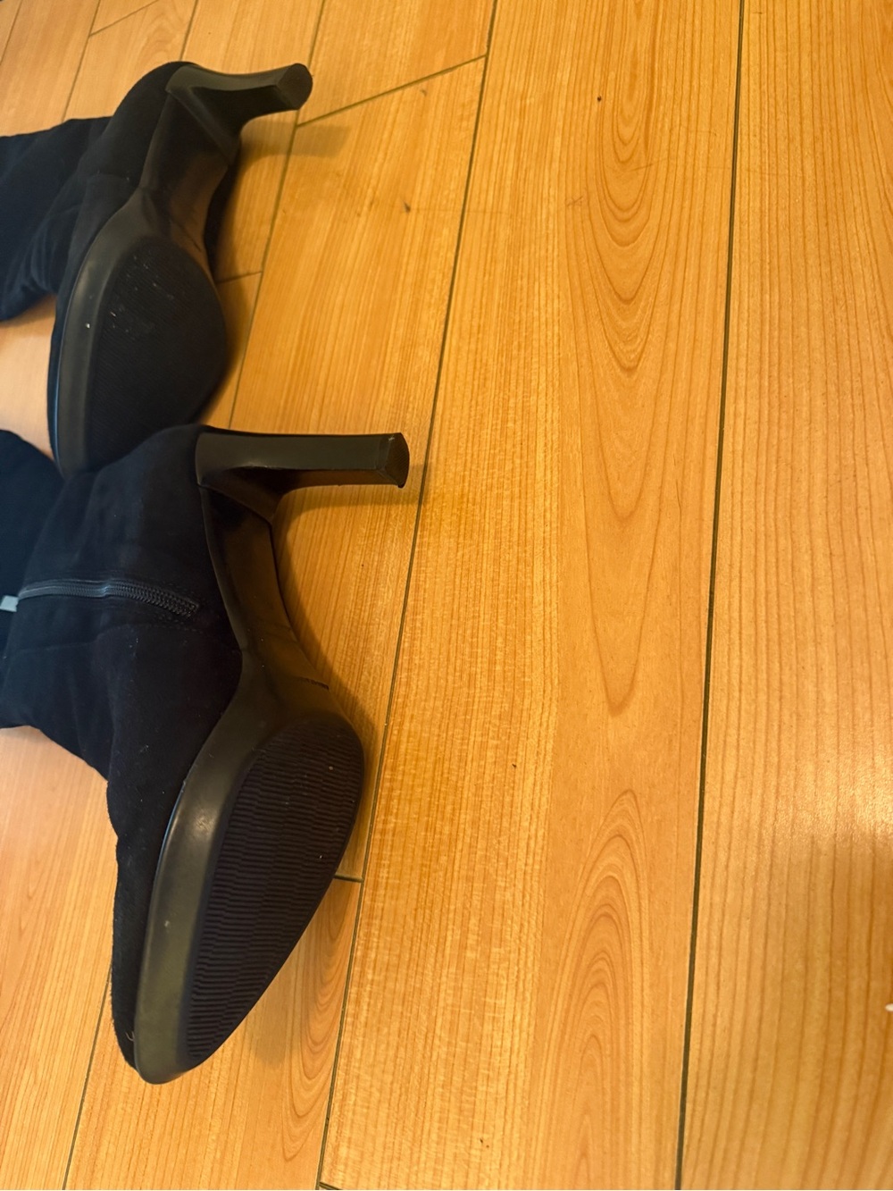 Aquatalia Black Over-The-Knee Suede Heel Boots - Picture 7 of 8